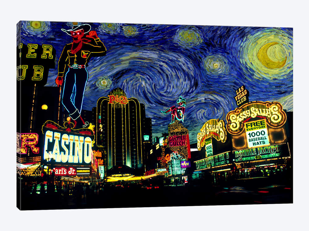 1000x750 Las Vegas, Nevada Starry Night Skyline Canvas 5by5collective - Las Vegas Skyline Painting