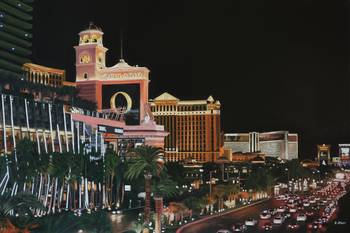 350x233 Las Vegas Strip Oil On Canvas Painting By David Rives - Las Vegas Strip Painting