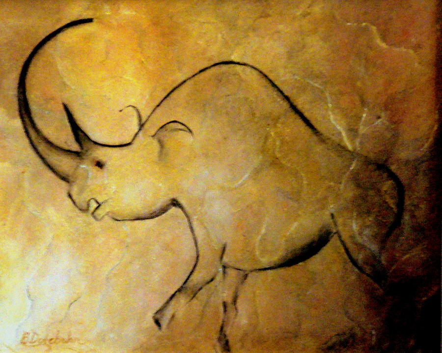 900x718 Lascaux Rhinoceros Painting By Bonnie Dulebohn - Lascaux Painting