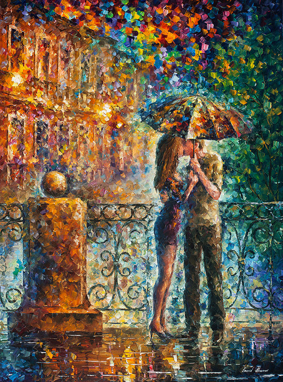 570x769 Romantic Kiss Painting Couple Wall Art On Canvas By Leonid - Last Kiss Painting