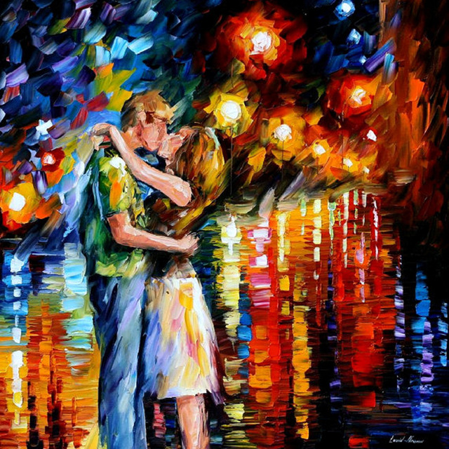 640x640 Hand Painted Abstract Modern Fine Art Last Kiss Oil Painting - Last Kiss Painting