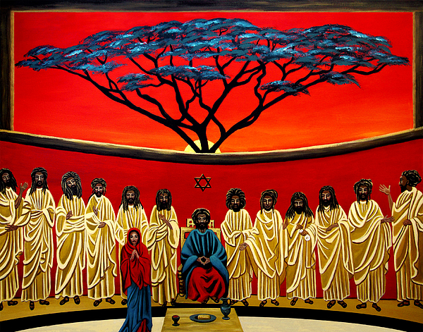 600x471 Rastafarian Last Supper Painting By Ej Lefavour - Last Supper Abstract Painting