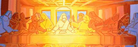 450x155 Abstract The Last Supper Artwork For Sale On Fine Art Prints - Last Supper Abstract Painting