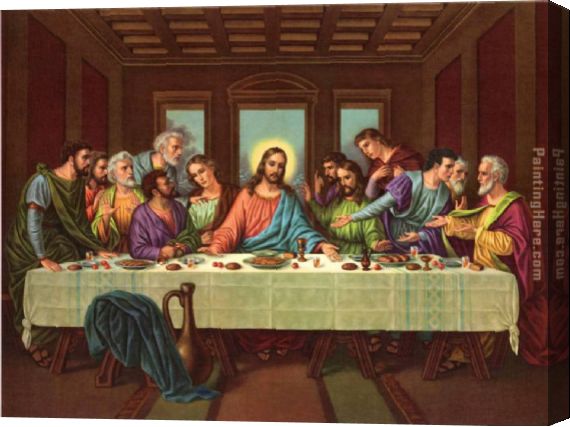 570x427 Leonardo Da Vinci Picture Of The Last Supper Ii Stretched Canvas - Last Supper Canvas Painting