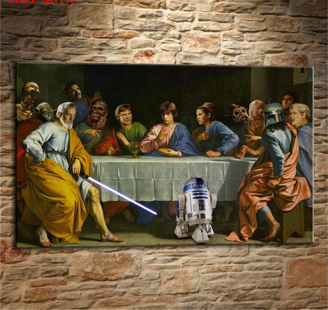 640x604 Star Wars Last Supper Canvas Painting Print Living Room Home Decor - Last Supper Modern Painting