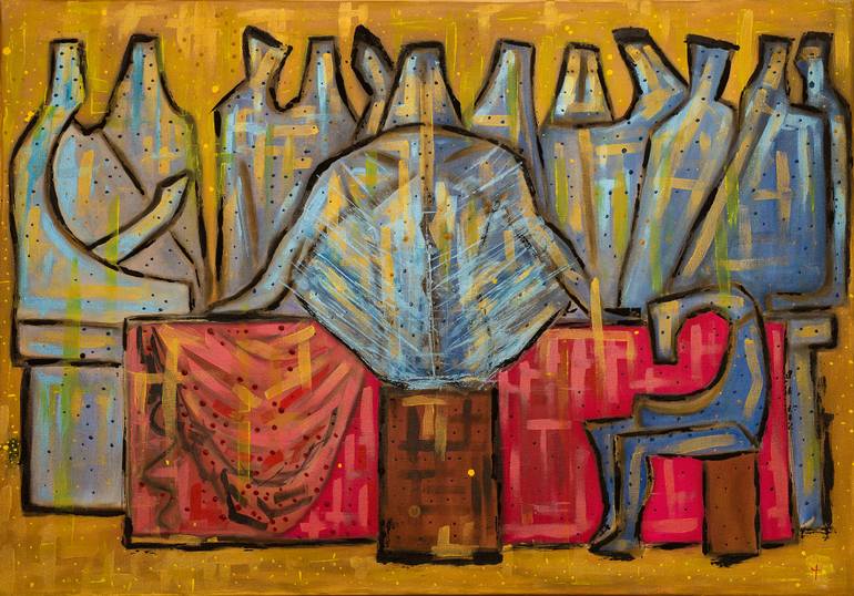 770x538 Saatchi Art Last Supper (Revision) Painting By Charis Psachos - Last Supper Modern Painting