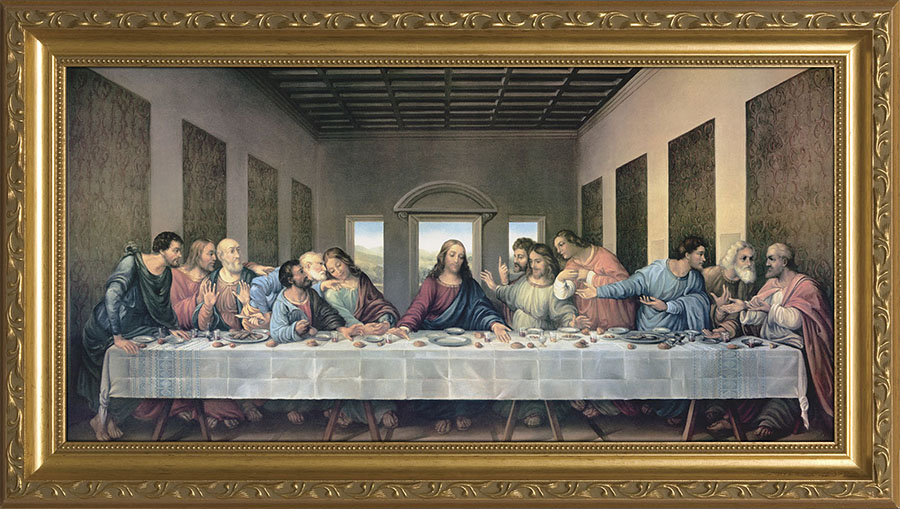 900x509 Last Supper By Da Vinci Restored Canvas - Last Supper Painting Framed