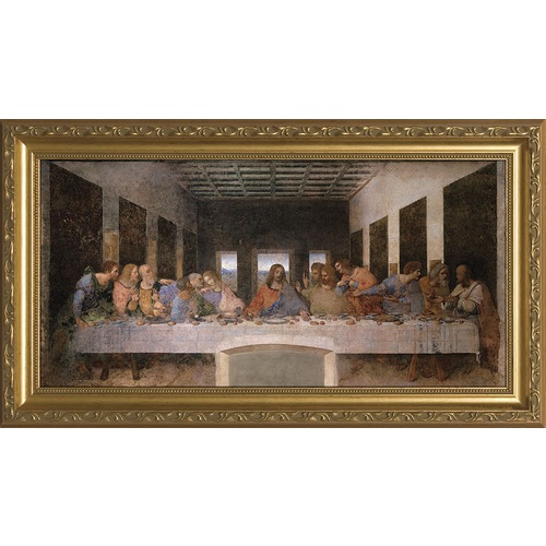 500x500 Last Supper By Da Vinci W Gold Frame The Catholic Company - Last Supper Painting Framed