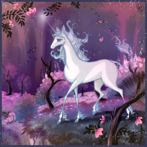619x619 Last Unicorn By Stellab - Last Unicorn Painting