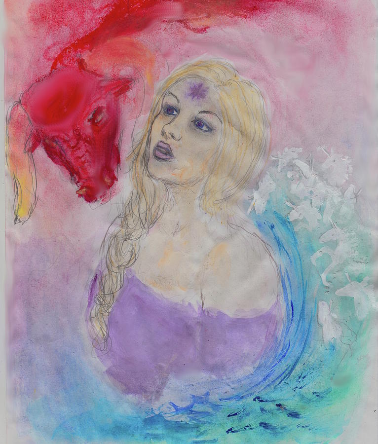 766x900 The Last Unicorn Painting By Jennie Hallbrown - Last Unicorn Painting