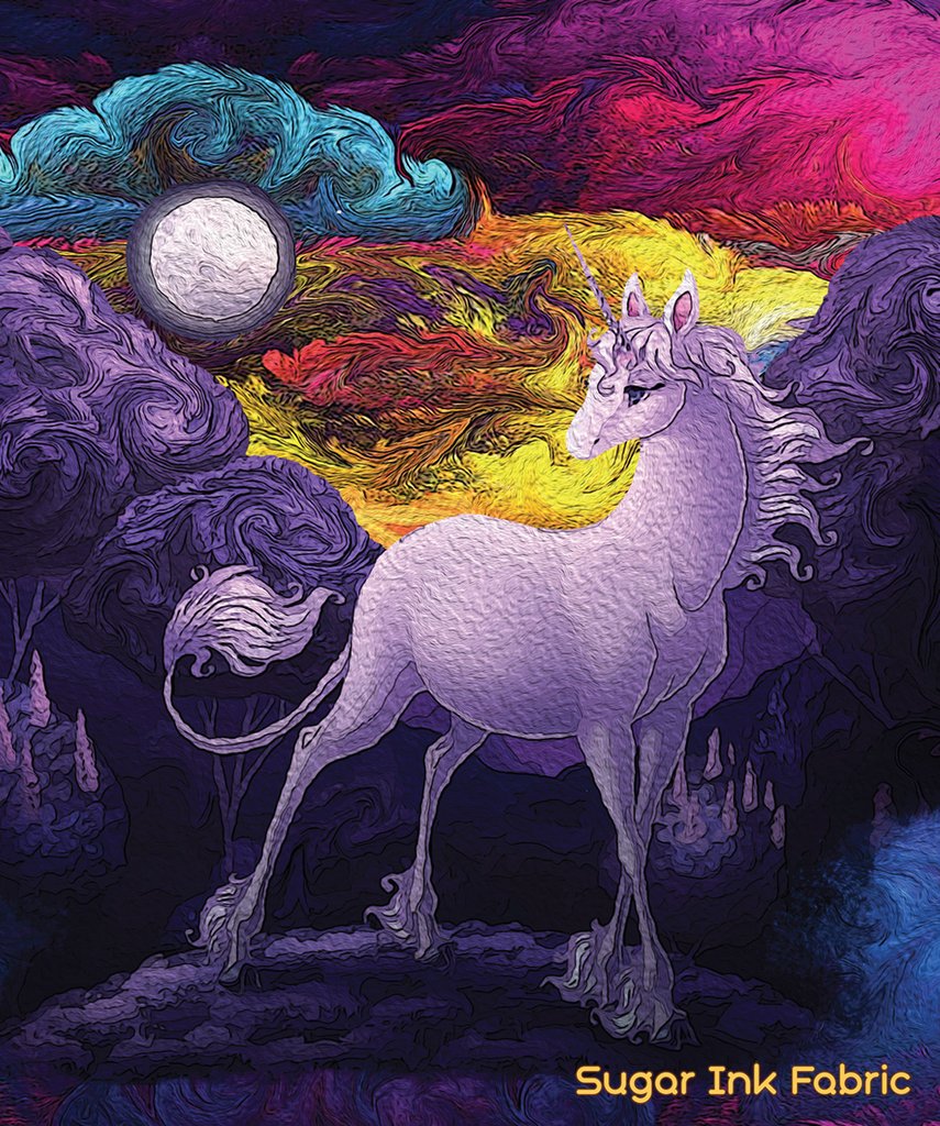855x1024 The Last Unicorn Sugar Ink Fabric - Last Unicorn Painting