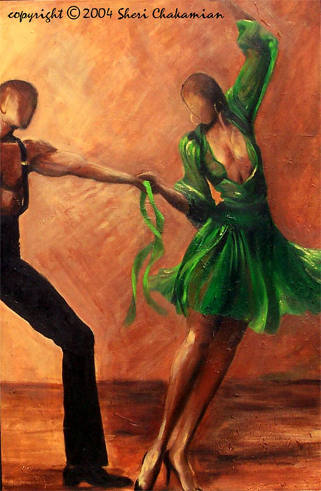 458x700 Fine Art Painting Woman Dancers - Latin Dance Painting