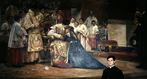 500x271 Man With Black Hat Don Jim Was Here - Latin Mass Painting