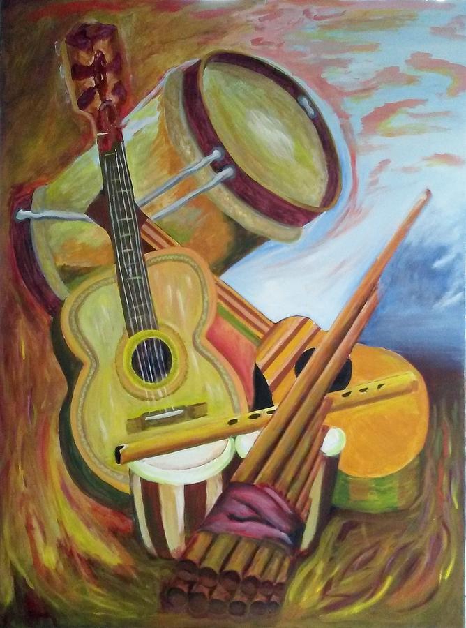 668x900 Latin Instruments Painting By Jorge Diez - Latin Painting