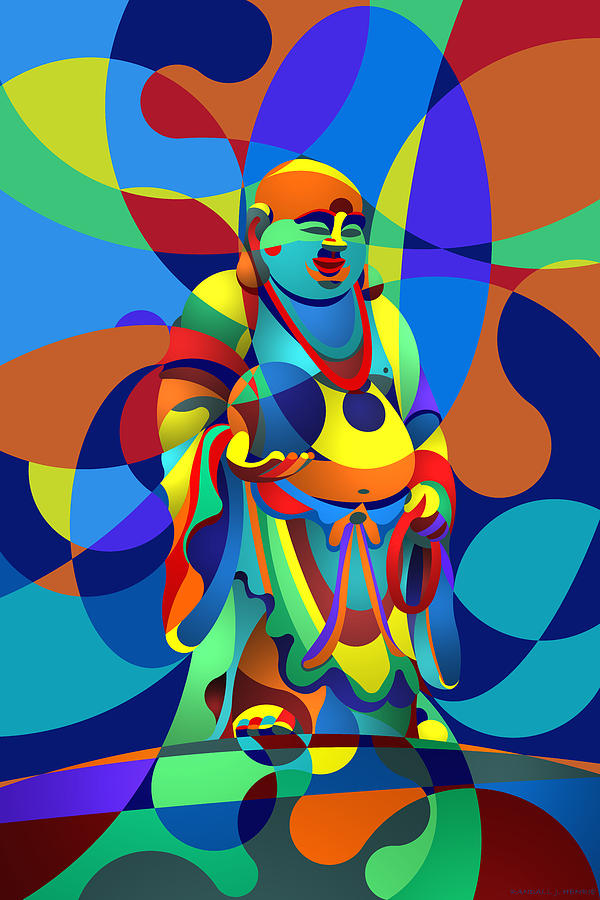 600x900 Laughing Buddha Digital Art By Randall Henrie - Laughing Buddha Painting