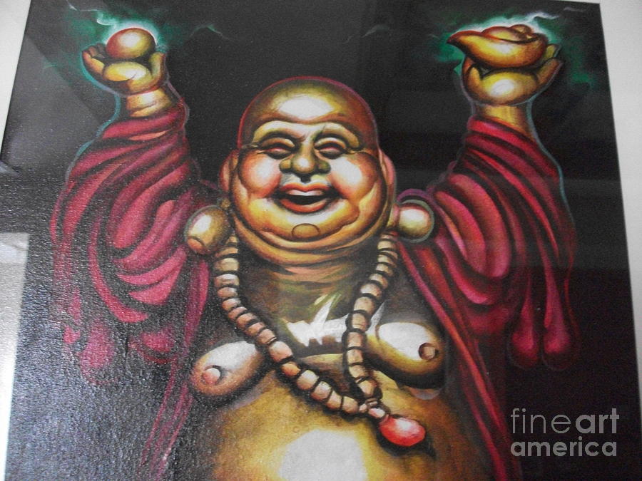 900x675 Laughing Buddha Painting By Jagan Palani - Laughing Buddha Painting