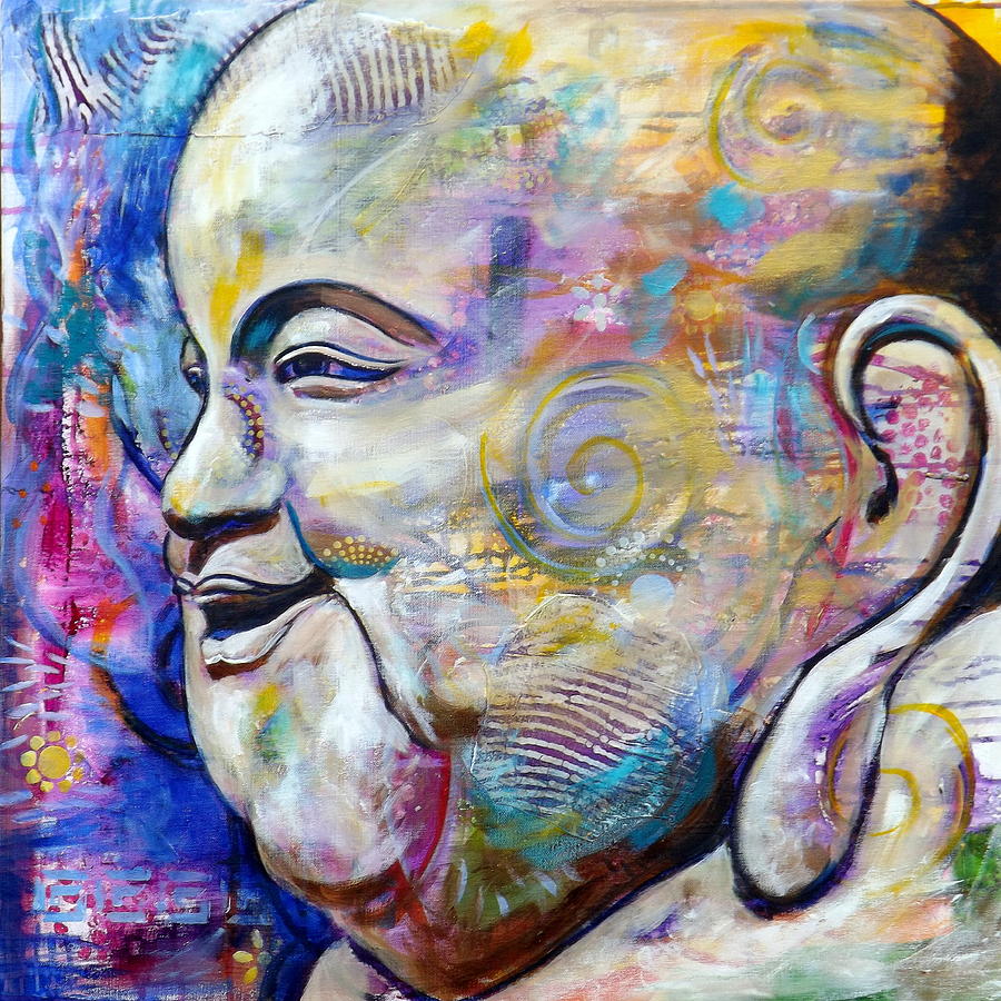 900x900 Laughing Buddha Painting By Jennifer Charton - Laughing Buddha Painting
