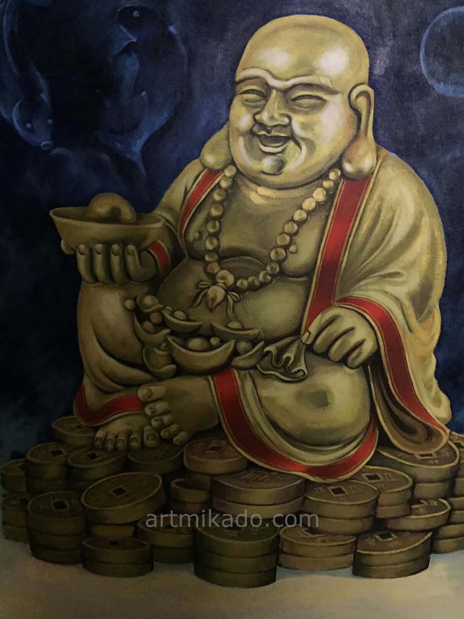 925x1233 Laughing Buddha Artmikado - Laughing Buddha Painting