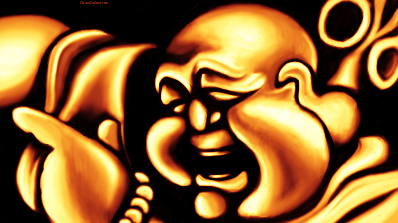 800x449 Laughing Buddha Digital Painting By Clayton Kashuba - Laughing Buddha Painting