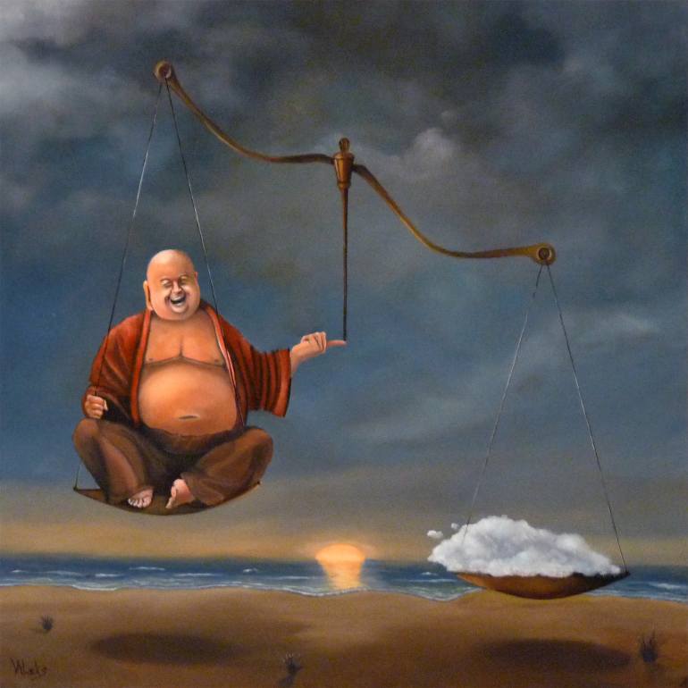 770x770 Saatchi Art Laughing Buddha, Sold Painting By Valdemar Alekson - Laughing Buddha Painting