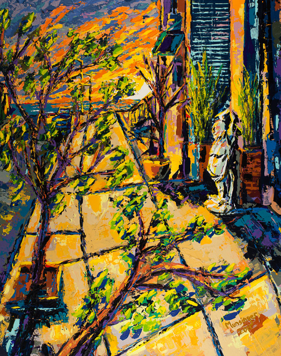 553x700 Sunset 15 Laughing Buddha Spence Munsinger Art - Laughing Buddha Painting