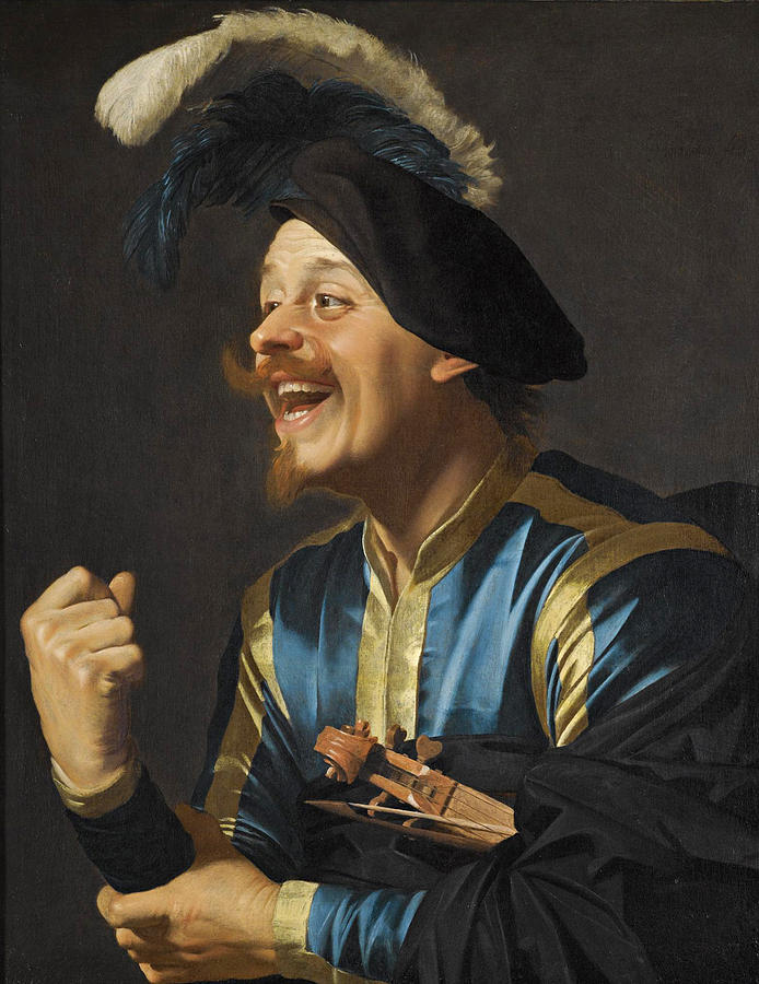 694x900 Laughing Violinist Painting By Gerrit Van Honthorst - Laughing Painting