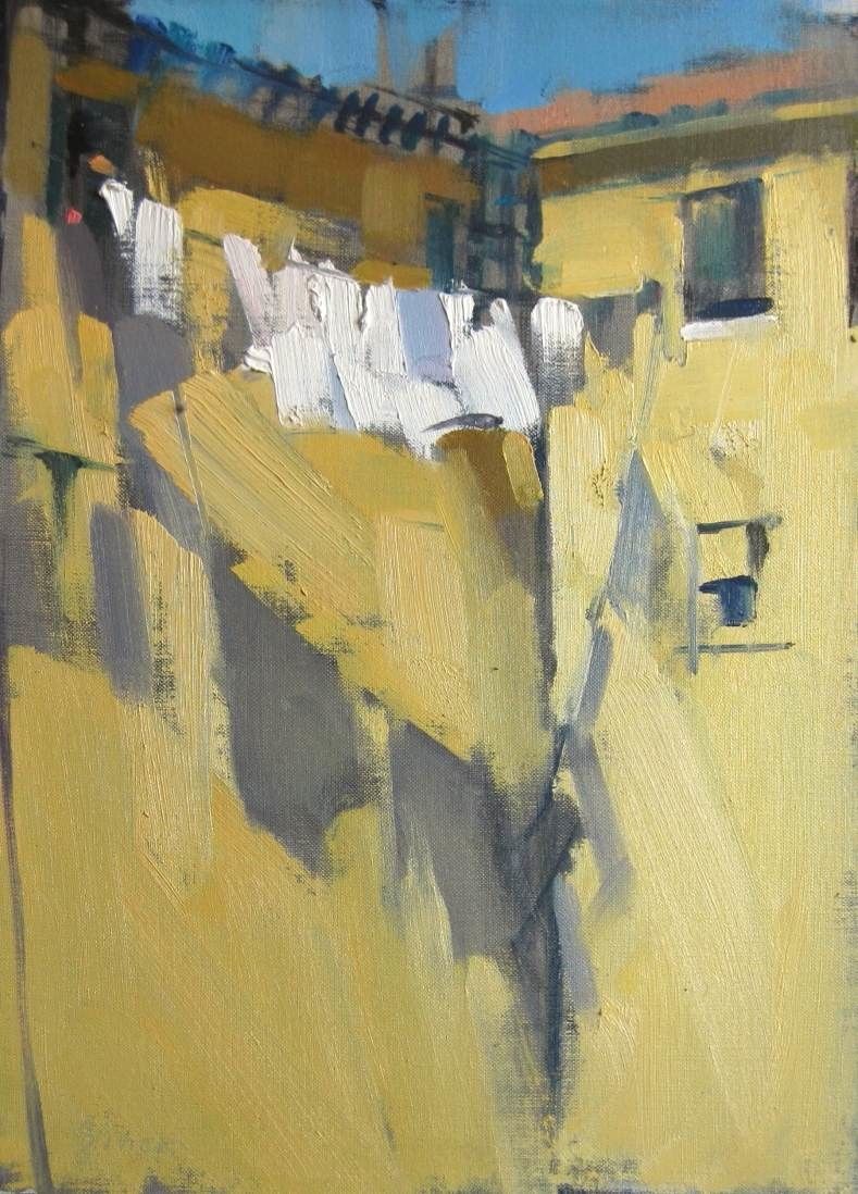 789x1098 Nancy Colella Simply Painting Laundry On A Line Oil Painting - Laundry Painting