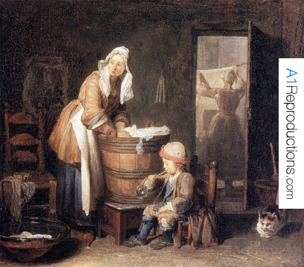 600x527 The Laundry Woman 2 Oil Painting Reproductions, The Laundry Woman - Laundry Painting