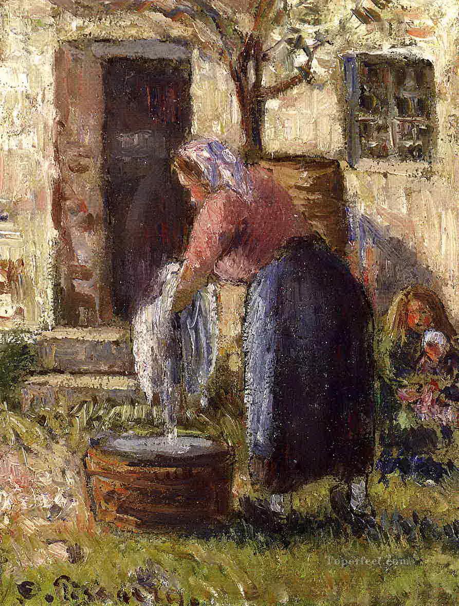 893x1178 The Laundry Woman Camille Pissarro Painting In Oil For Sale - Laundry Painting