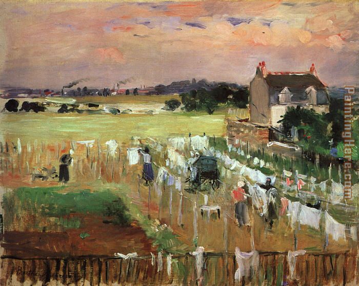 700x557 Berthe Morisot Hanging Out The Laundry To Dry Painting Anysize 50 - Laundry Painting