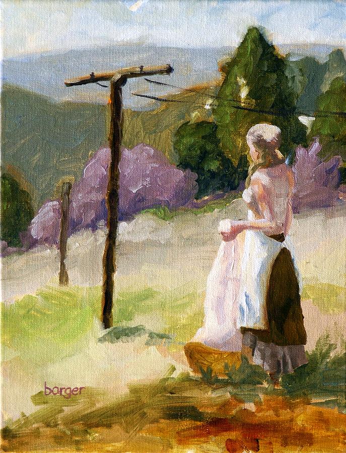 687x900 Hanging Laundry Painting By Beth Barger - Laundry Painting