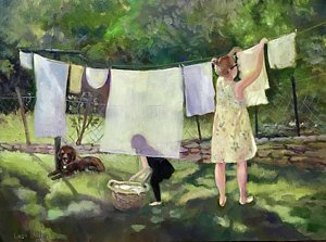 300x223 Hanging Laundry Paintings Fine Art America - Laundry Painting
