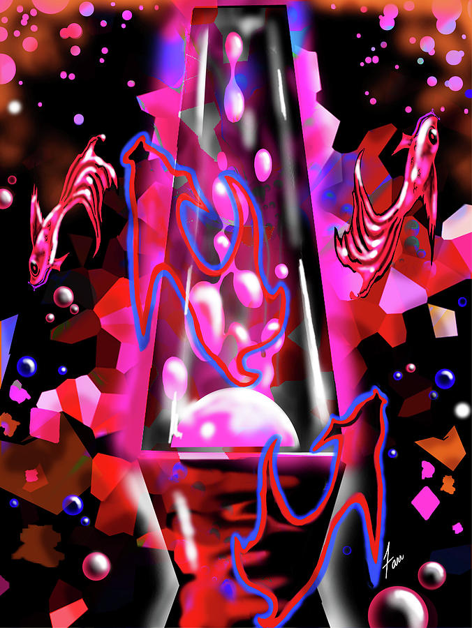 676x900 Lava Lamp Fishies Painting By Steve Farr - Lava Lamp Painting