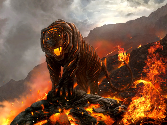 700x525 Lava Beast Fire Tiger Painting Art Wall Print Poster Au Ebay - Lava Painting
