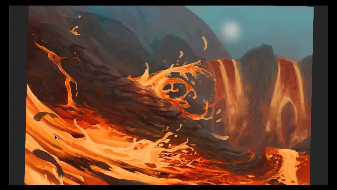1280x720 Lava Surfboarder Photoshop Painting - Lava Painting