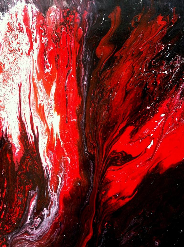 770x1031 Saatchi Art The Wolf On Lava Painting By Makis Zililis - Lava Painting