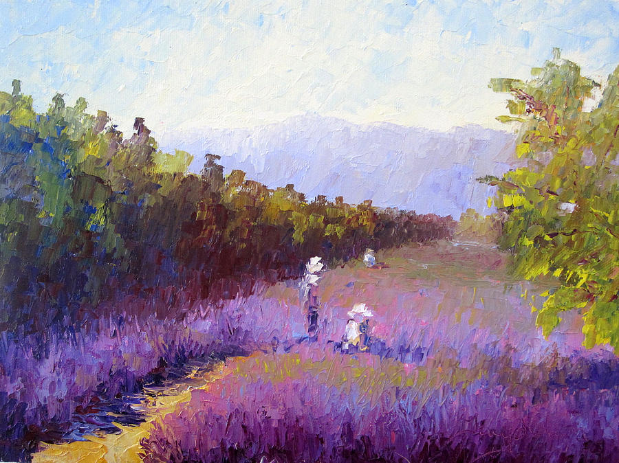 900x674 Lavender Fields Painting By Terry Chacon - Lavender Field Oil Painting
