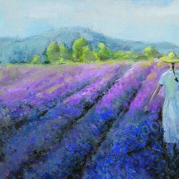 600x600 Pretty Girl In The Lavender Field Oil Painting - Lavender Field Oil Painting