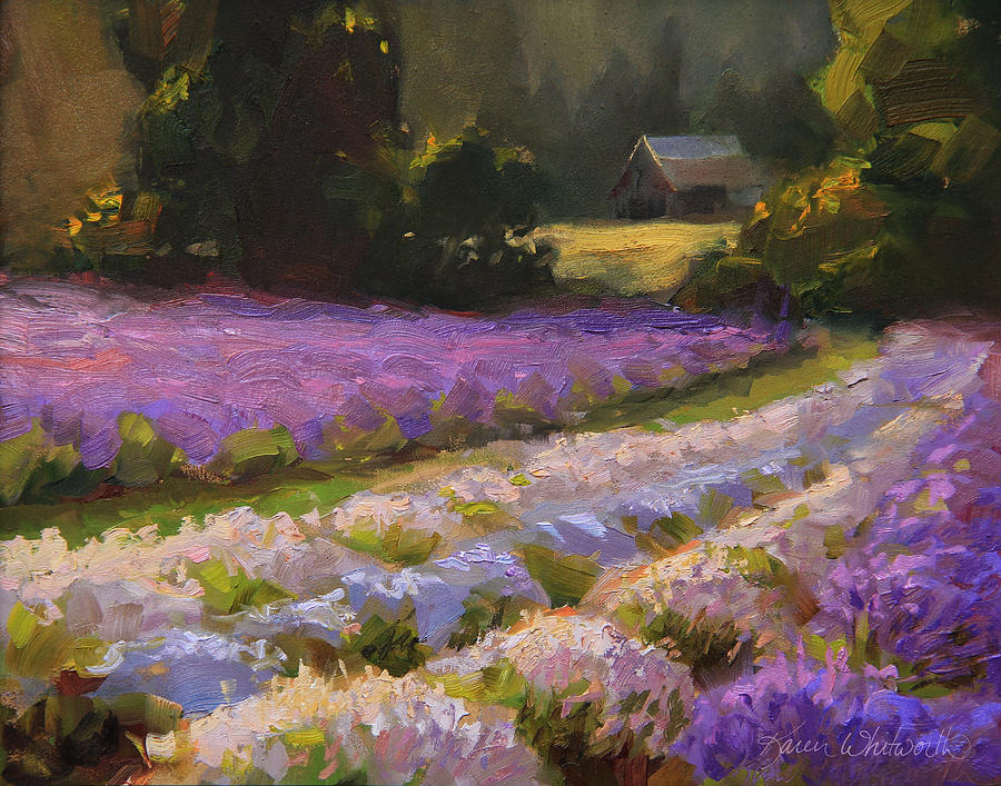 900x707 Lavender Farm Landscape Painting - Lavender Field Oil Painting