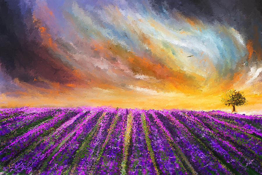 900x600 Menacing Beauty - Lavender Field Painting