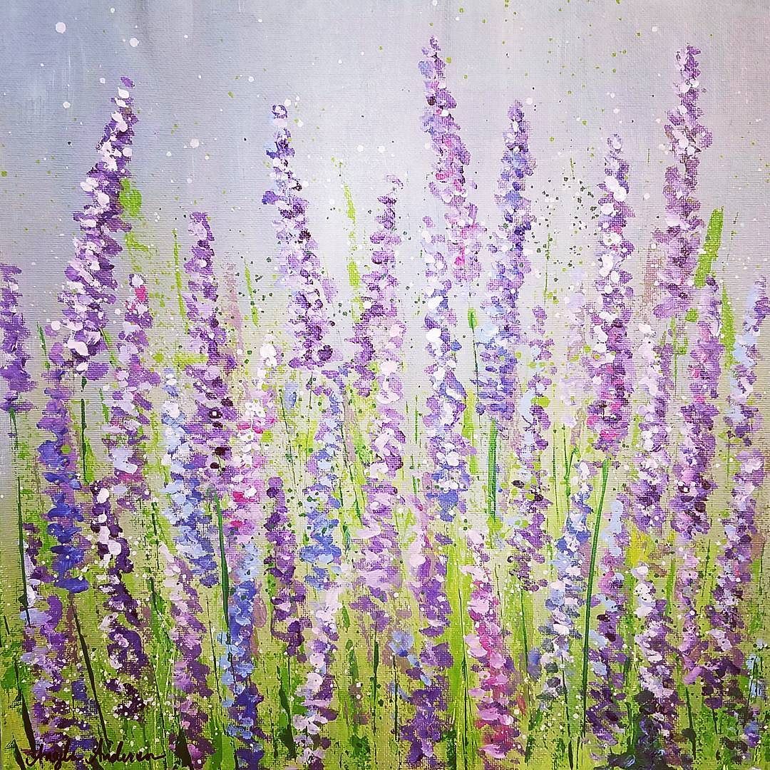 1080x1080 Lavender Field Acrylic Painting Tutorial On Youtube By Angela - Lavender Flower Painting