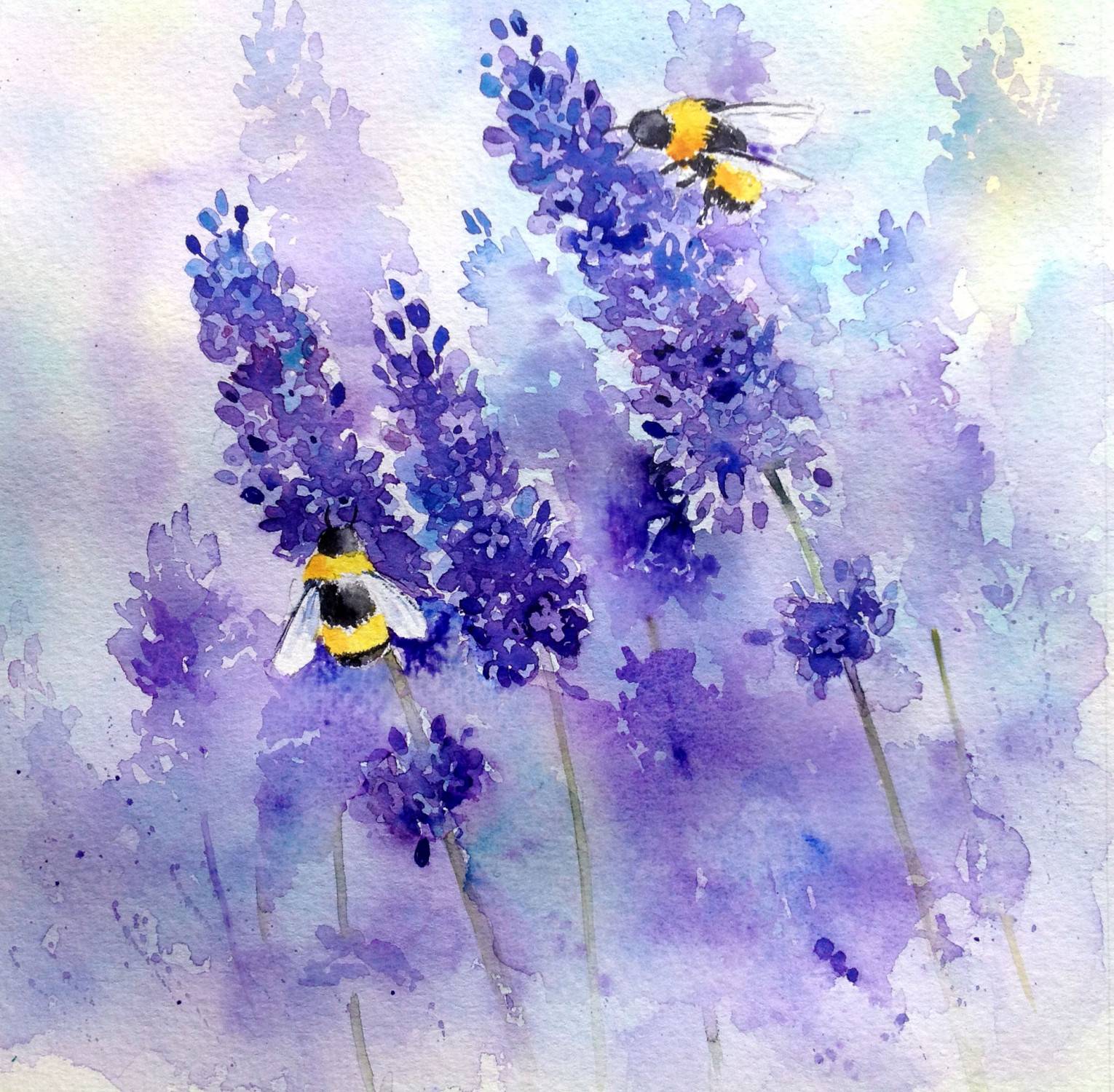 1530x1500 Bees And Lavender Painting Project - Lavender Flower Painting