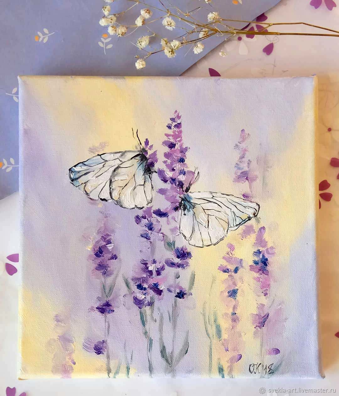 1080x1262 Oil Painting Of A Butterfly, And Lavender Shopline - Lavender Flower Painting