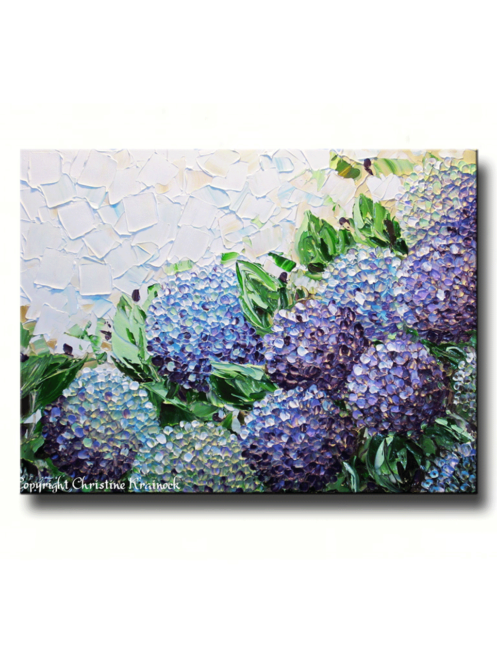 1024x1365 Giclee Print Art Abstract Painting Hydrangea Flowers Impasto - Lavender Flower Painting