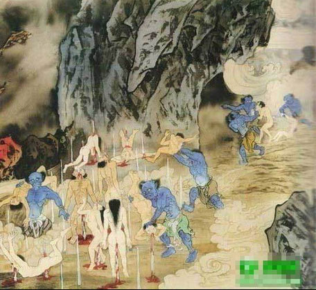 456x419 The Eighteen Layers Of Chinese Hell - Layers Of Hell Painting