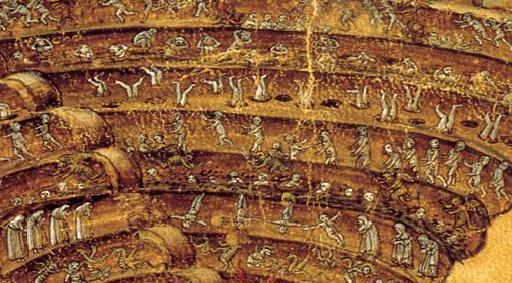 512x283 Botticelli Map Of Hell - Layers Of Hell Painting