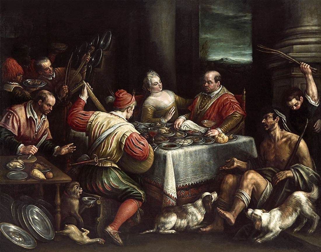 1100x864 Banquet.jpg Italian Mid Xvii Xviii C. - Lazarus And The Rich Man Painting