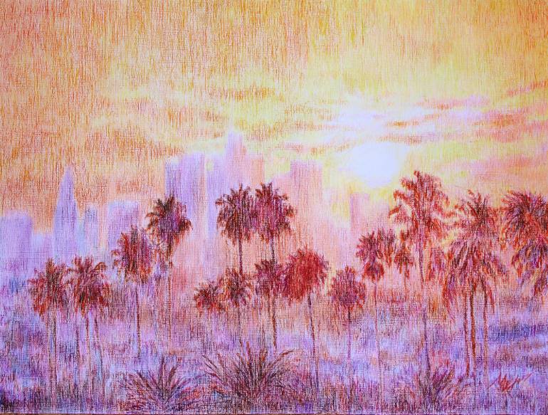 770x583 Saatchi Art The Sunset In Los Angeles Painting By L C - Lc Painting