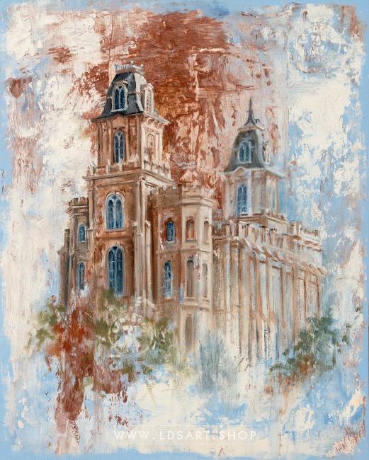 521x650 Manti Temple Fine Art Cold Wax Painting Lds Art Shop - Lds Painting
