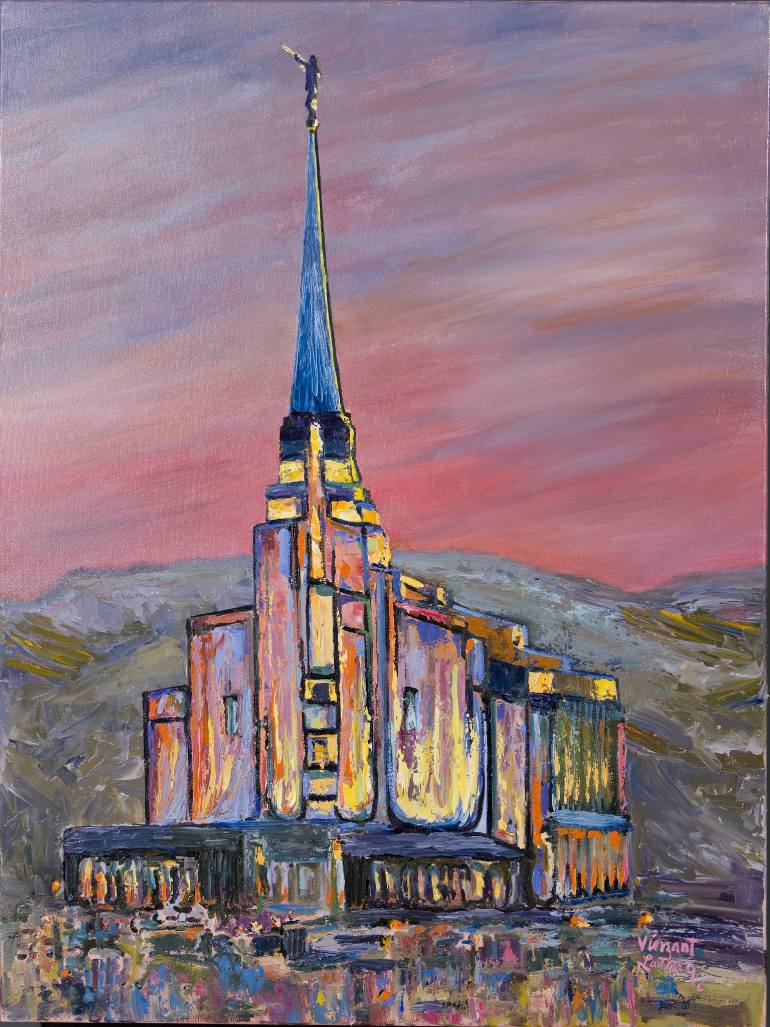 770x1027 Saatchi Art Rexburg, Idaho L.d.s. Temple Painting By Nancy - Lds Temple Painting